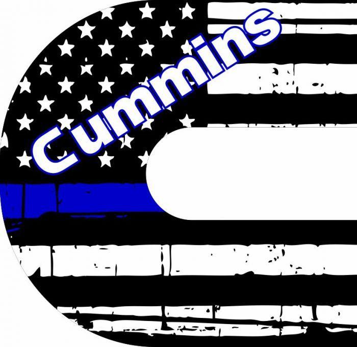 Cummins Flag Logo - Dodge Cummins Tattered Blue Line C Decal