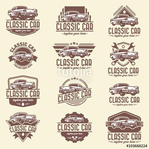 Vintage Automotive Logo - Vector car logo set, classic car logo template