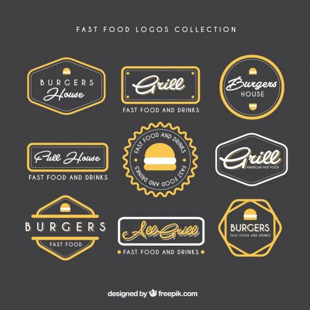 Elegant Food Logo - Hand drawn fast food logos collection Vector | Premium Download