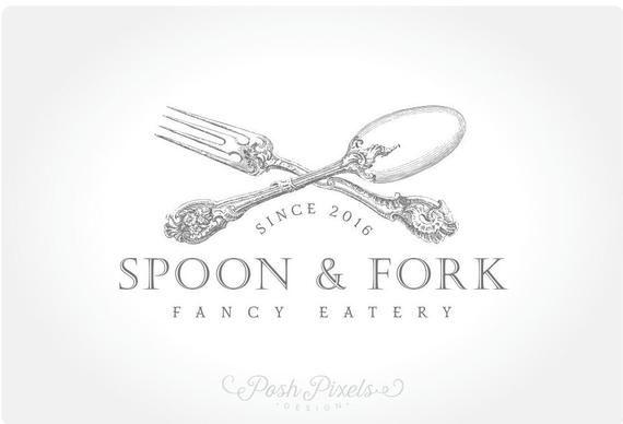 Elegant Food Logo - Logo Design Premade Restaurant logo Food logo Spoon logo | Etsy
