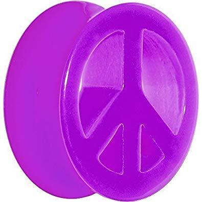 Purple Peace Sign Logo - BodyCandy 20mm Acrylic Neon Purple Peace Sign Tunnel Ear Gauge Plug ...