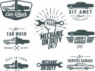 Vintage Automotive Logo - Car repair vintage logos vector