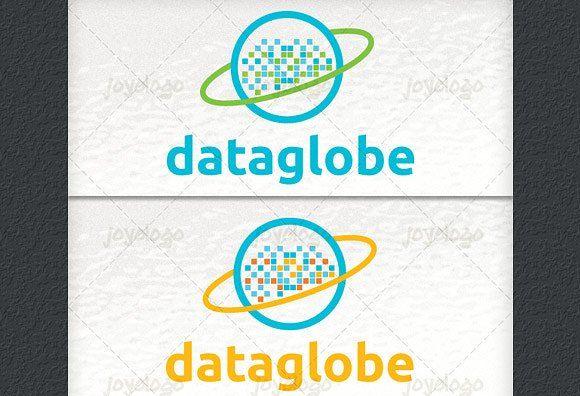 Globe Data Logo - Digital Tech Globe Pixel Data Logo ~ Logo Templates ~ Creative Market