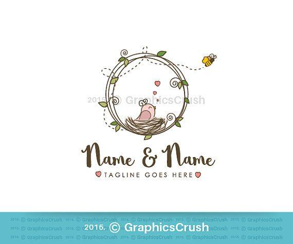 Baby in Circle Logo - OOAK Bird and Bee Logo Design Baby Clothing Boutique Logo. Products
