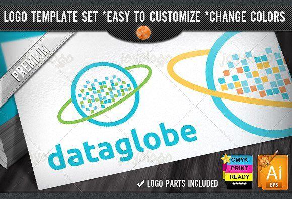 Globe Data Logo - Digital Tech Globe Pixel Data Logo Logo Templates Creative Market