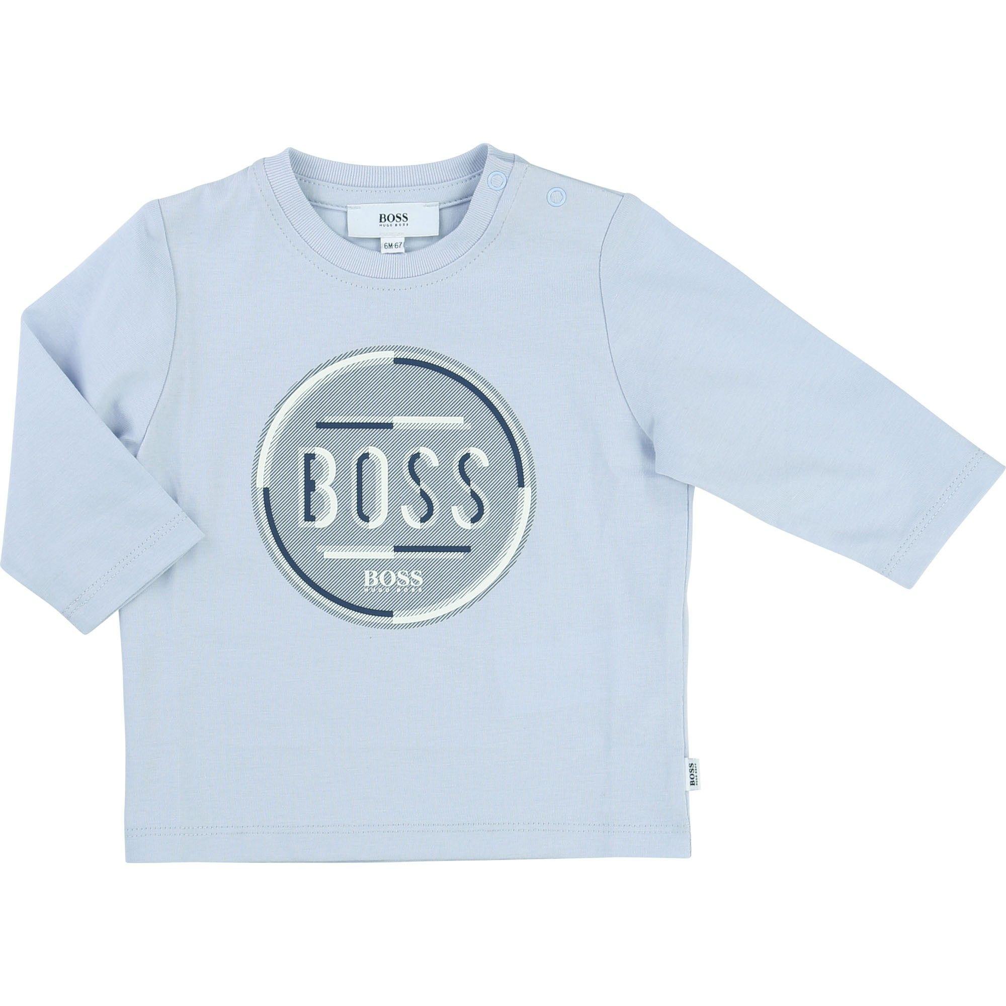 Baby in Circle Logo - BOSS Baby Boy Circle Logo Long Sleeve Top - Baby Blue - Gallery Fashion