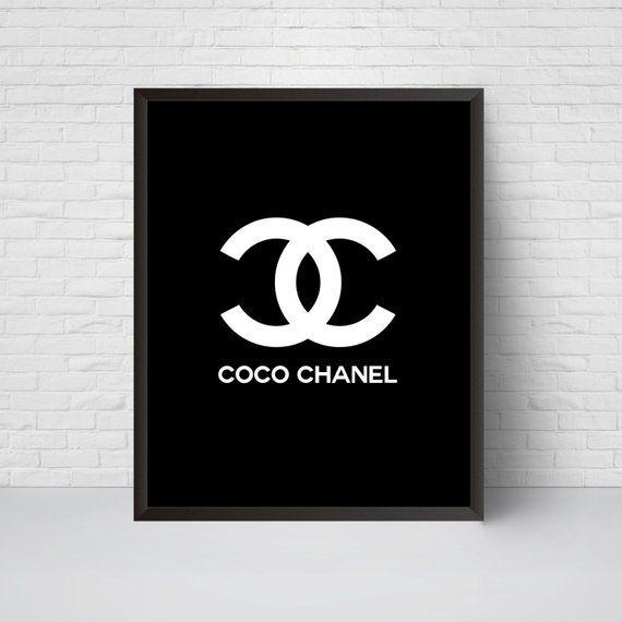 White Chanel Logo - Coco Chanel Logo Print Black and White Chanel Wall Art | Etsy