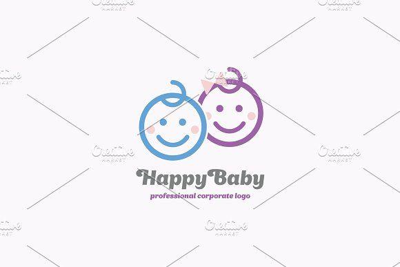 Baby in Circle Logo - Happy Kids Icon. Baby Logo Design ~ Logo Templates ~ Creative Market