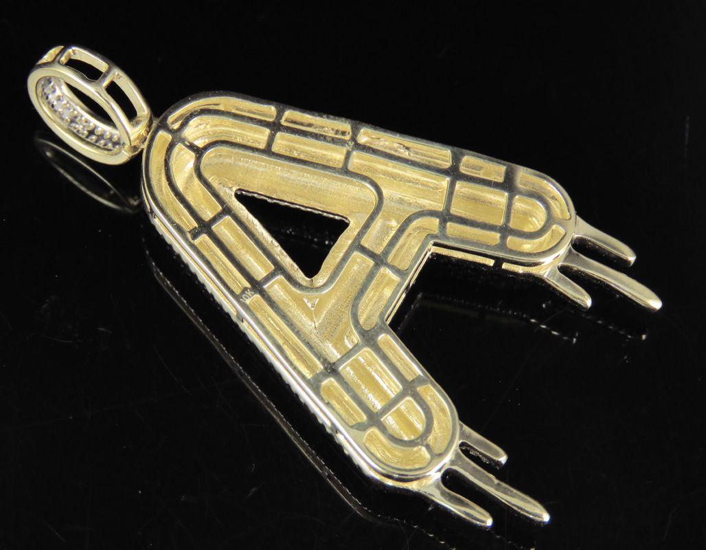 Drip Letter in Logo - Diamond Letter A Drip Initial Custom Pendant Charm 10K Yellow Gold