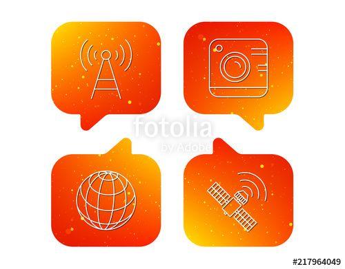 Camera Globe Logo - Photo camera, globe and gps satellite icons.