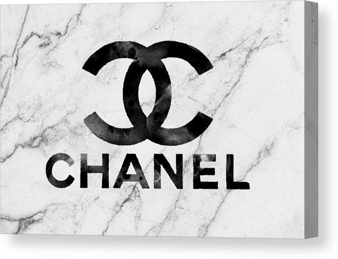 White Chanel Logo - Chanel Logo White Marble Canvas Print / Canvas Art by Del Art