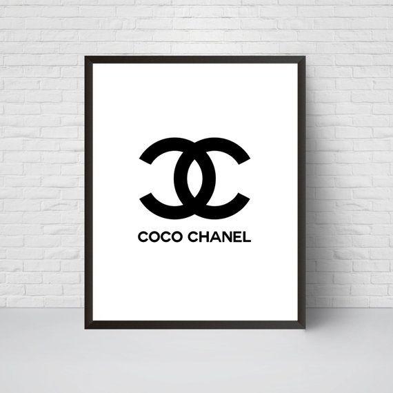 White Chanel Logo - Coco Chanel Logo Print Black and White Chanel Wall Art | Etsy