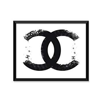 White Chanel Logo - Amazon.com: Chanel Logo Art, Modern Illustration, Minimalist Poster ...