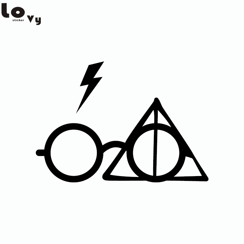 Harry Potter Glasses Logo - Harry Potter Glasses Wall Sticker Deathly Hallows Vinyl Wall Decal ...