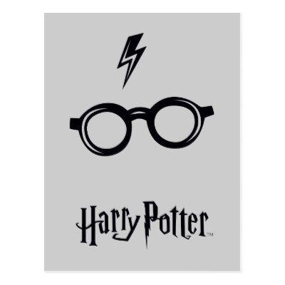 Harry Potter Glasses Logo - Harry Potter | Glasses And Quill Postcard | Zazzle.com