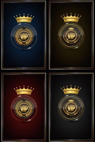 VIP Circle Logo - Vip logo sets shiny elegance crown circles icons Free vector