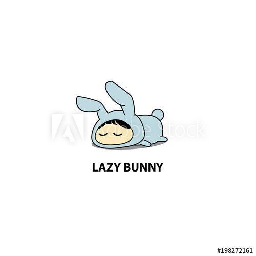 Blue Rabbit Logo - Lazy bunny icon, baby in blue rabbit costume sleeping, logo design