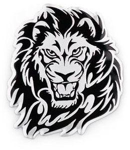 Silver Lion Car Logo - Metallic Car sticker emblem - lion head silver and black aluminum ...