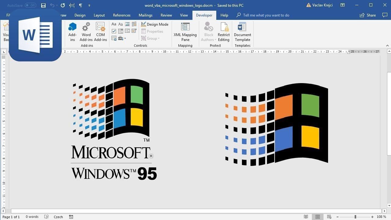 Microsoft Windows 95 Logo - How to create Microsoft Windows 95 logo in Microsoft Word - YouTube