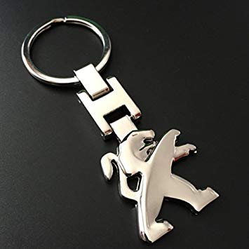 Silver Lion Car Logo - ESMPRO for Peugeot Silver Car Logo Keychain 3D H Metal