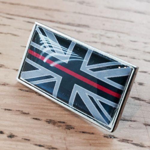 Thin Red P Logo - Thin Red Line Union Flag Fireman Firefighter Pin Badge EL TBL