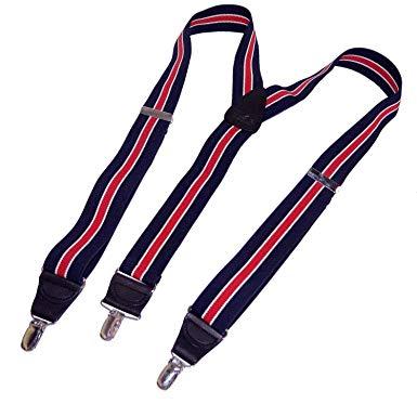 Red Striped Y Logo - Hold Suspender Brand Navy Blue And Red Striped Y Back Suspnders