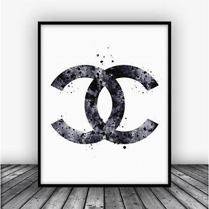 White Chanel Logo - Coco Chanel Logo Art Print Poster Black | eBay