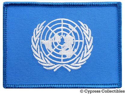 Un Flag Logo - UNITED NATIONS FLAG EMBROIDERED IRON-ON PATCH ANTI-WAR UN PEACE ...