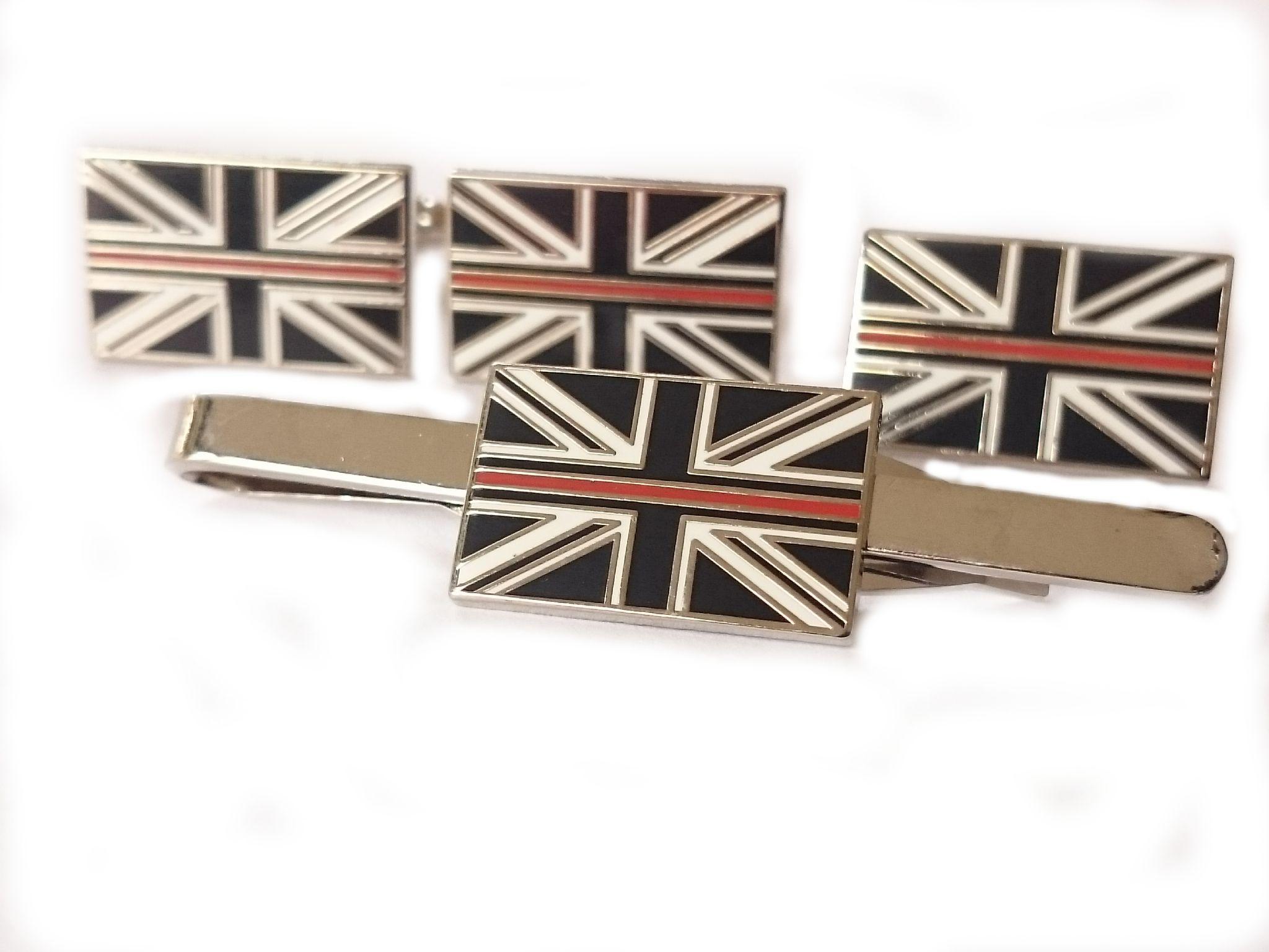 Thin Red P Logo - Thin Red Line Fire and Rescue Cufflink Lapel Badge and Tie Clip Gift Set