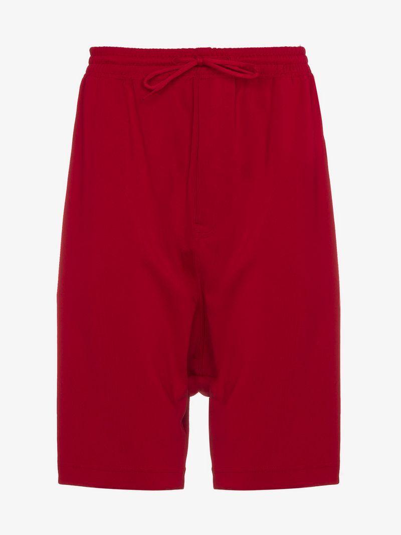 Red Striped Y Logo - Y 3 Red Striped Shorts. Drop Crotch Shorts