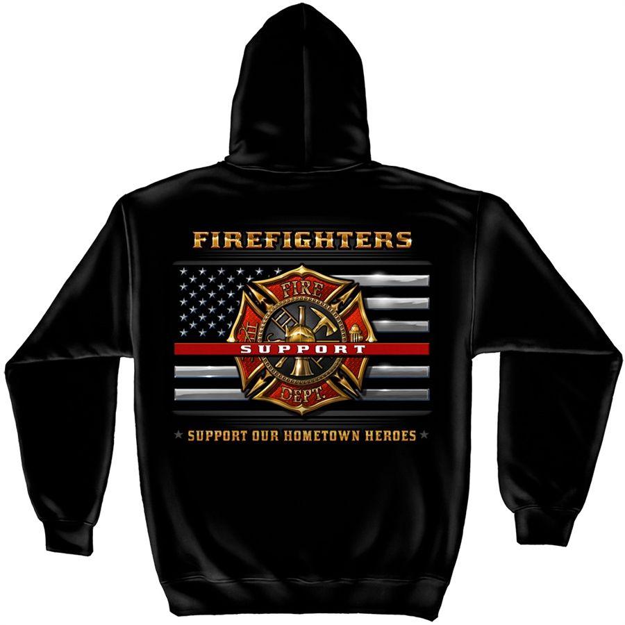 Thin Red P Logo - Firefighter Support Hooded Sweat Shirt