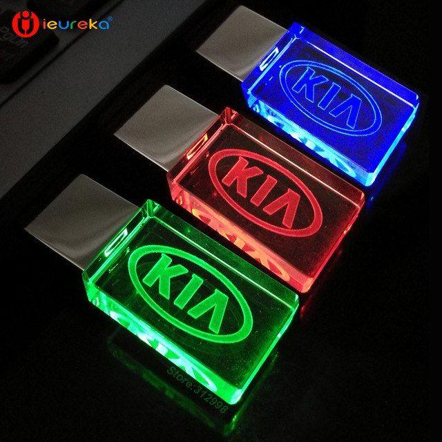 New Kia Logo - New KIA Car Logo 4GB 8GB 16GB 32GB 64gbTransparent Metal Crystal USB ...