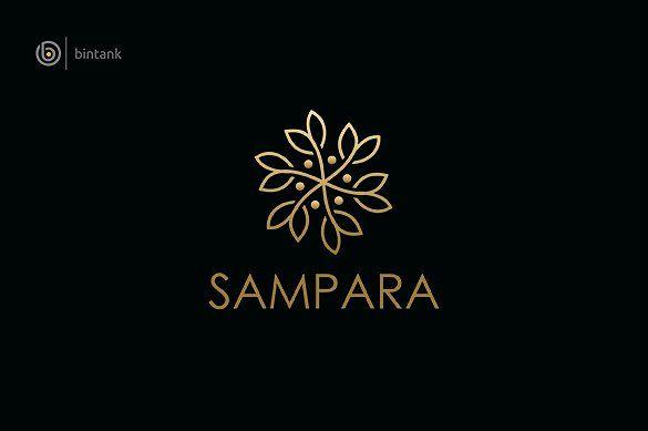 Gold Flower Logo - Sampara Flower Logo Logo Templates Creative Market