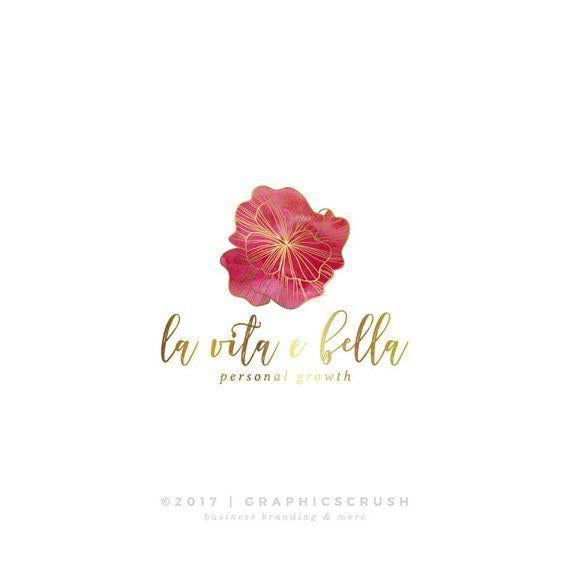 Gold Flower Logo - Pink Flower Logo Gold Flower Logo Flower Shop Logo Design