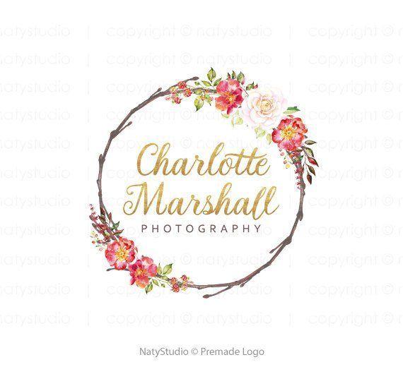 Gold Flower Logo - Rose logo gold logo boutique logo wreath flower logo floral logo ...