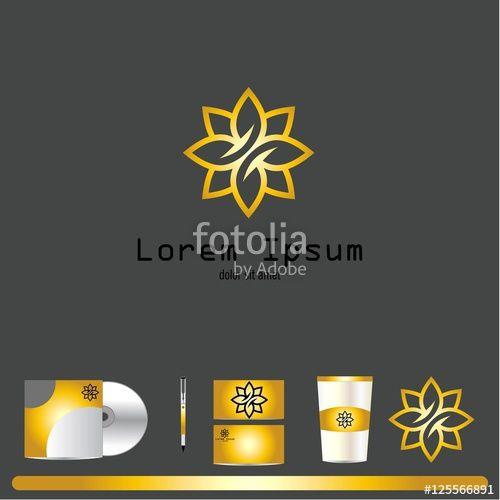 Gold Flower Logo - Gold Flower Logo Stock Image And Royalty Free Vector Files
