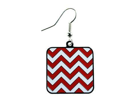 What Goes with Red and White Square Company Logo - Chevron Red & White Square Dangle (CHVSQDEC W)