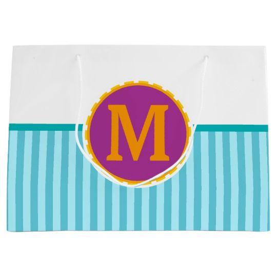 Blue Purple Circle Logo - Modern Purple Circle Vertical Blue Stripes Design Large Gift Bag