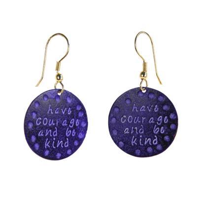 Blue Purple Circle Logo - Earrings, purple circle “have courage”