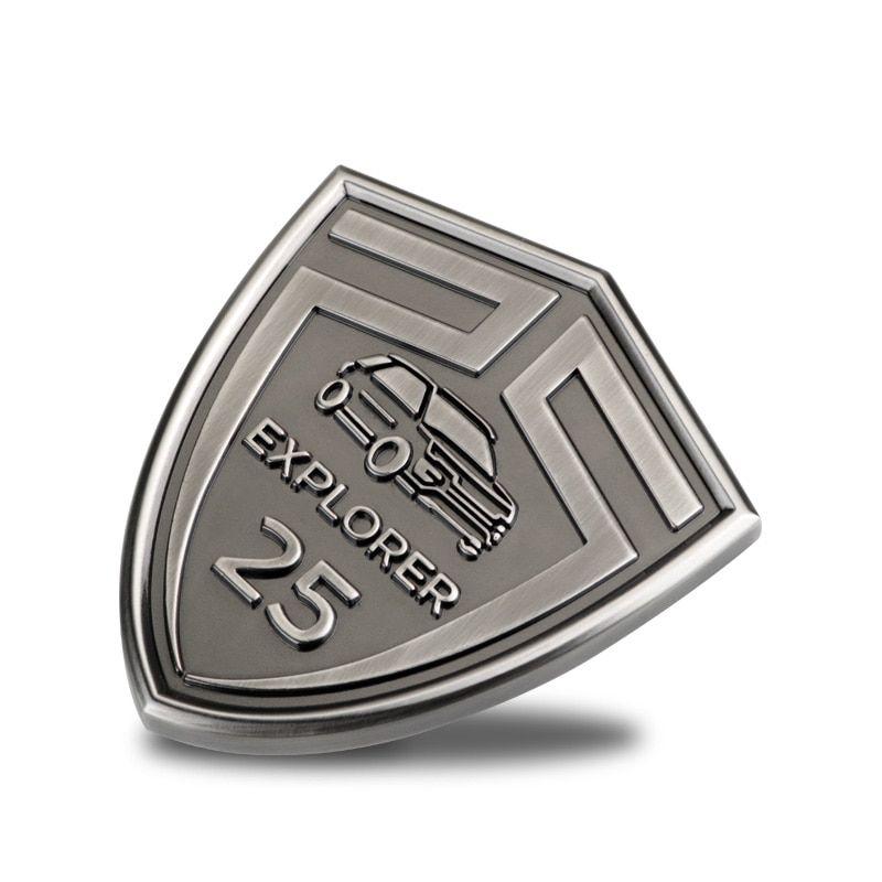 Ford Shield Logo - Vintage Explorer 25th Anniversary 3D Thick Shield Metal Auto Logo ...