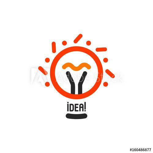 White and Orange Dots Logo - Vector lightbulbs with line, dots and beam logo. New idea symbol ...