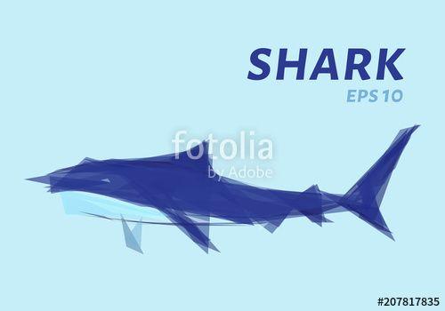 Shark in Triangle Logo - The shark is made of triangles. Low poly shark. Vector illustration ...