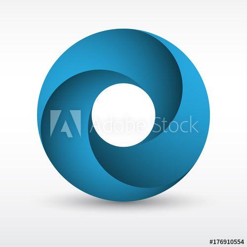 Round Blue Logo - Modern style futuristic round logo in blue colors and 3D style