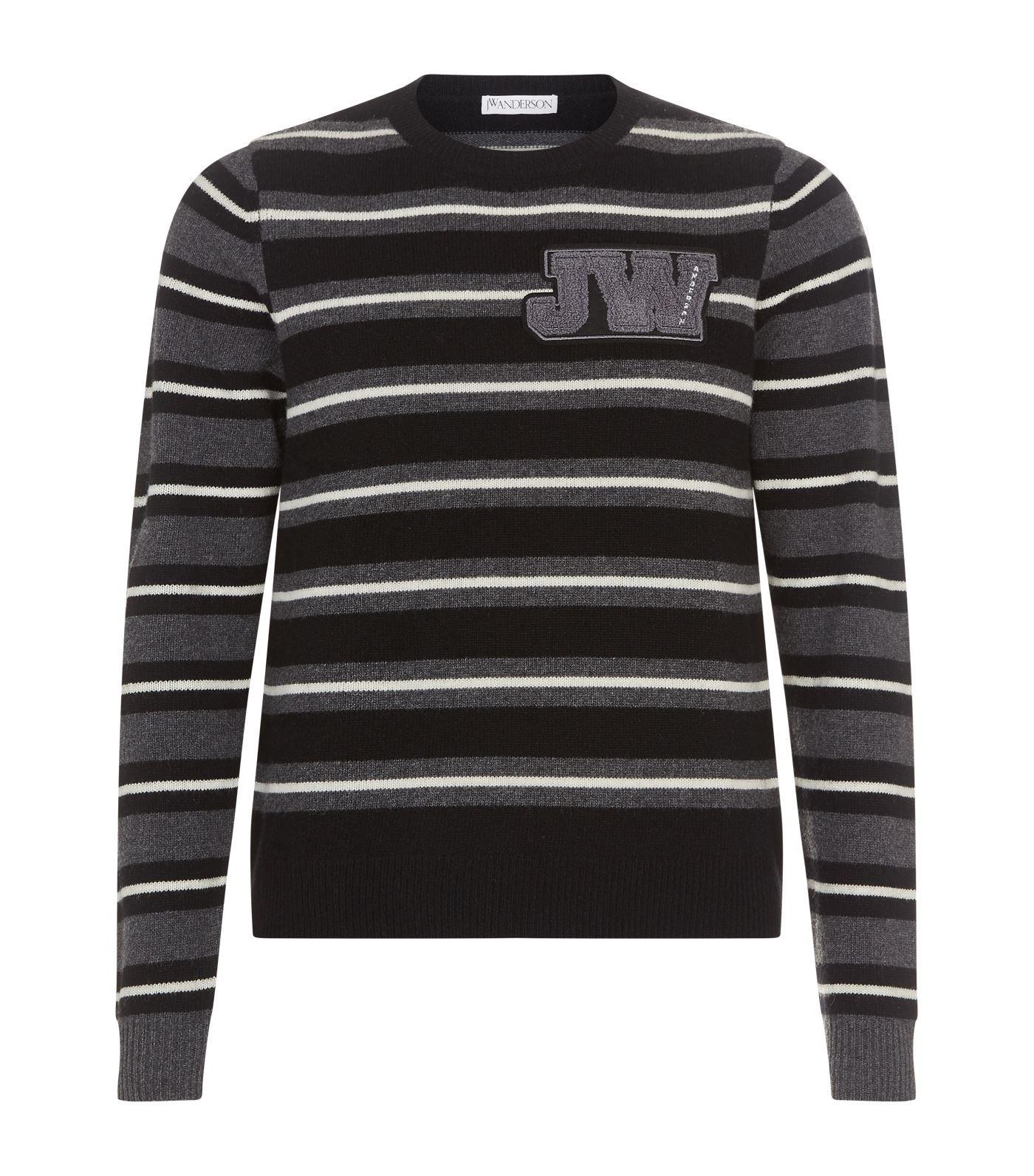 Black Striped Logo - JW Anderson Striped Logo Sweater