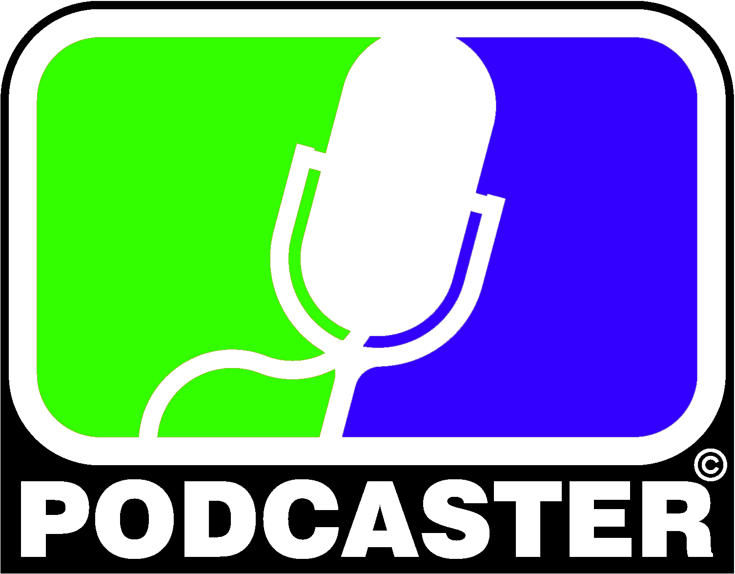 Green and Blue Logo - Podcaster Badges