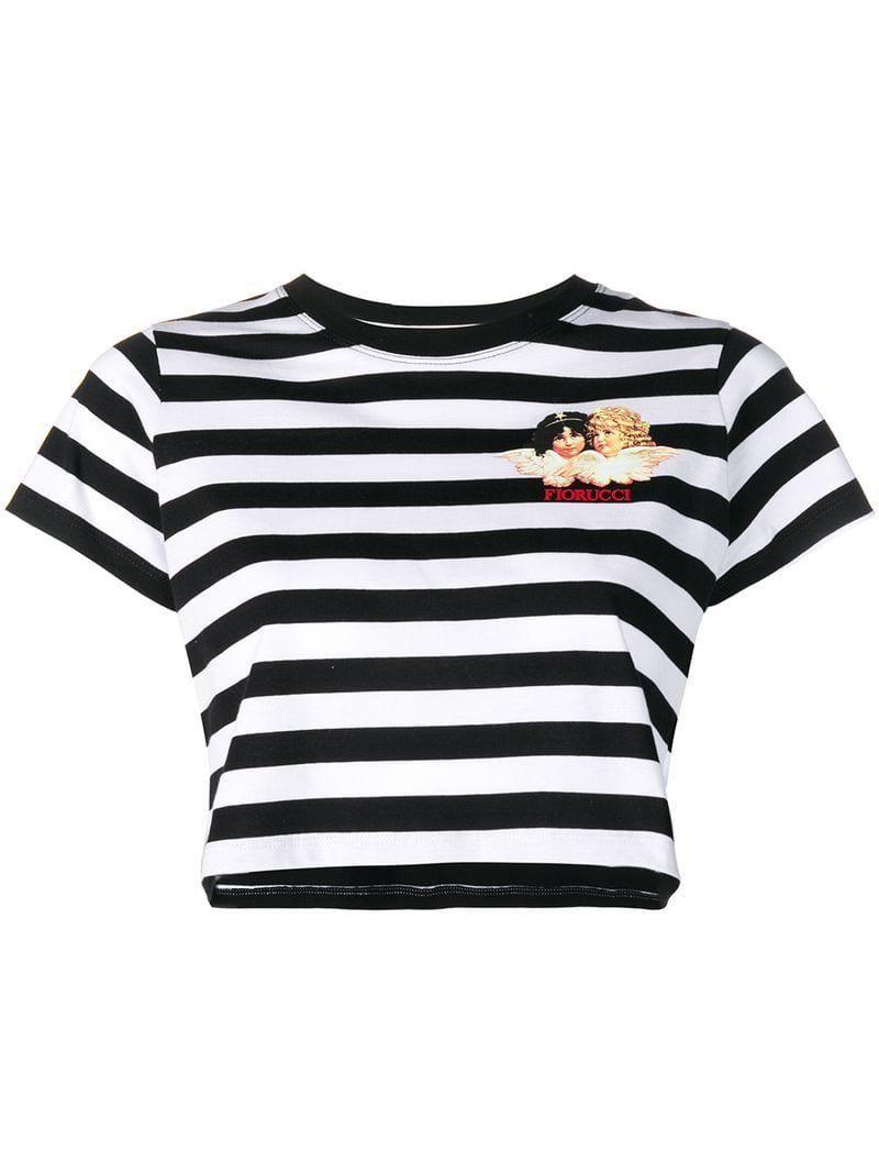 Black Striped Logo - Fiorucci Striped Logo T-shirt in Black - Lyst