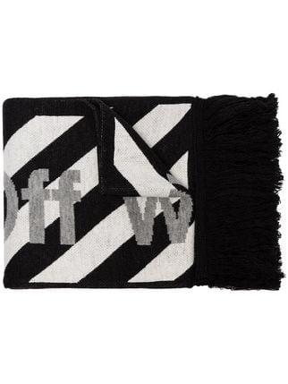 Black Striped Logo - Off-White Black And White Striped Logo Print Scarf - Farfetch