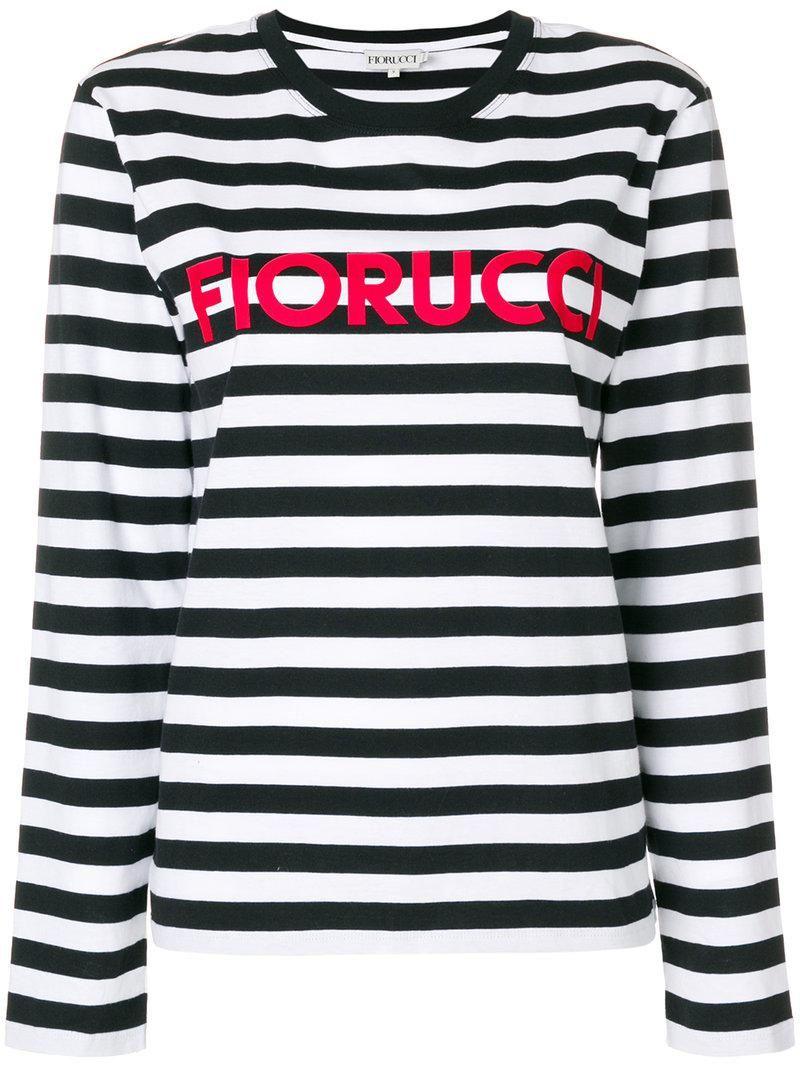 Black Striped Logo - Fiorucci Striped Logo Top in Black