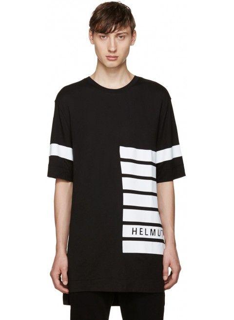 Black Striped Logo - Men\'s Helmut Lang: Black Striped Logo T Shirt UFO162154M213010