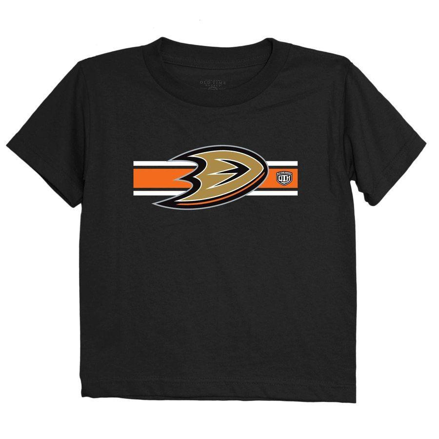 Black Striped Logo - Preschool Anaheim Ducks Old Time Hockey Black Striped Logo T-Shirt